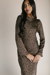 The Britten Boat Neck Maxi Dress in Brown + Taupe