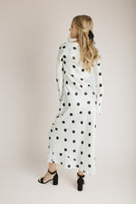 The Georgie Satin Dot Maxi Dress in Cream