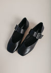 Seychelles: Petal Mary Jane Flat in Black Leather