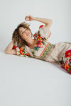 The Stowell Floral Printed Maxi Dress in Ecru Multi