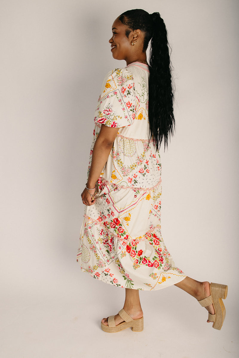 tiered midi dress The Blazen Tiered Midi Dress in Blush + Red Floral – Piper & Scoot