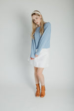 The Jori Knit Button-Up Cardigan in Powder Blue