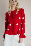 The Harkness Polka Dot Cardigan in Red