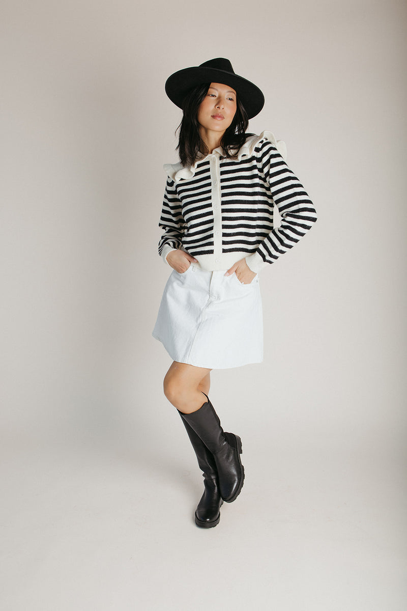 The Sagers Striped Cardigan in Black