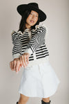 The Sagers Striped Cardigan in Black