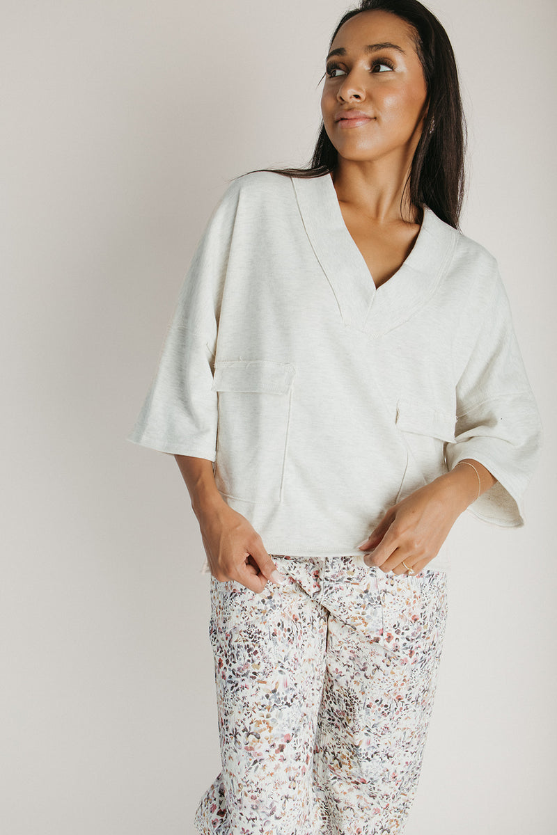 The Adalyn V-Neck Pullover in Oatmeal