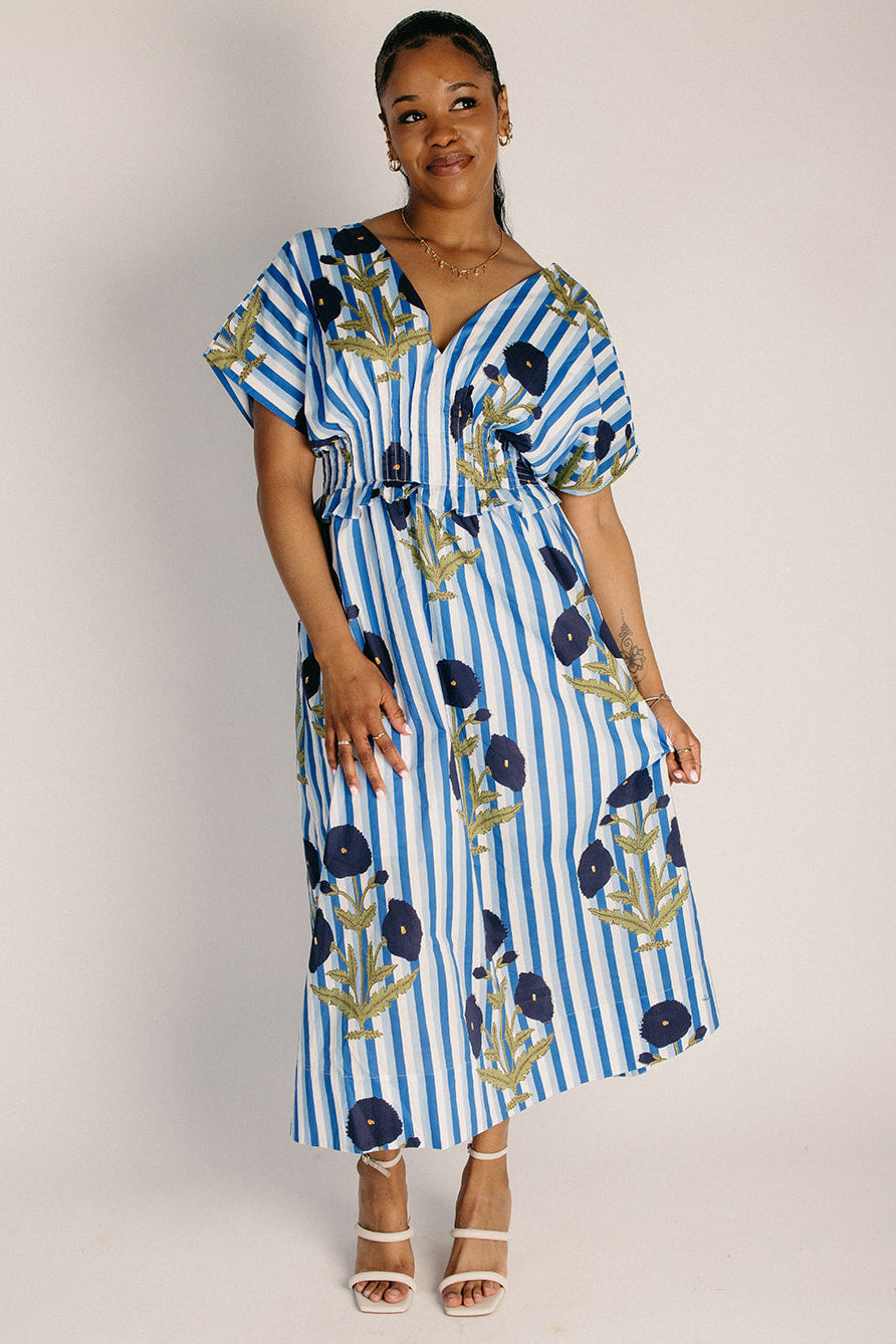 The Kyzar Striped Midi Dress in Blue – Piper & Scoot