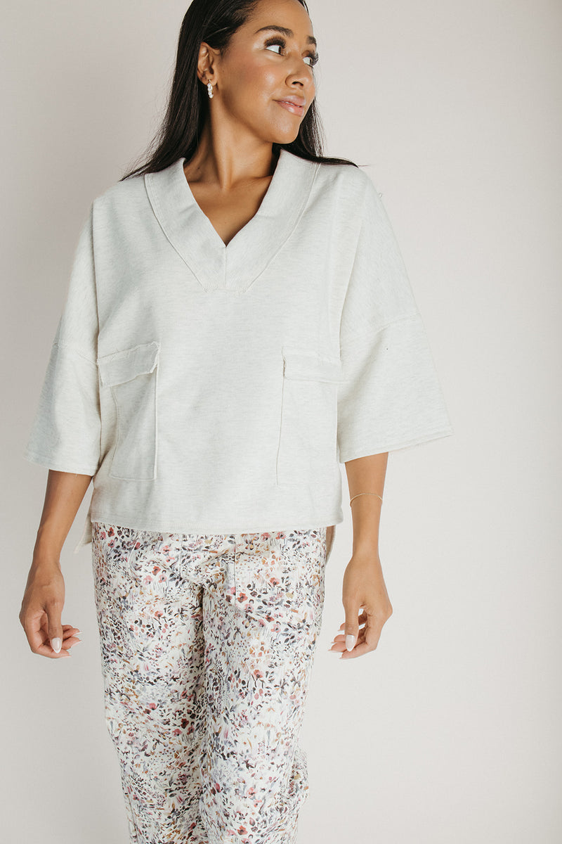 The Adalyn V-Neck Pullover in Oatmeal