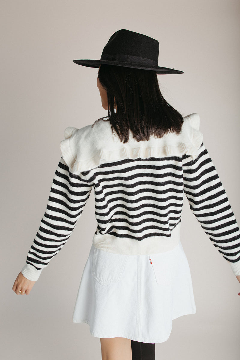 The Sagers Striped Cardigan in Black