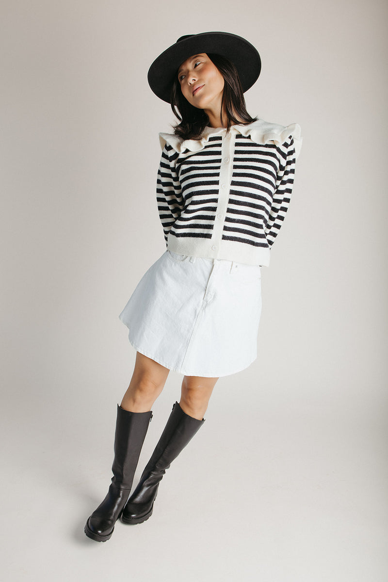 The Sagers Striped Cardigan in Black