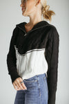 The Tawnie Cable Knit Half Zip Sweater in Black