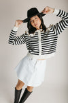 The Sagers Striped Cardigan in Black
