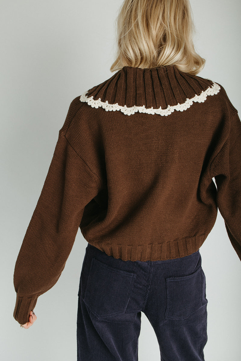 The Jones Collared Cardigan in Chestnut