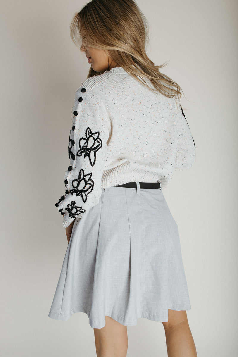 The Lindberg Floral Embroidered Sweater in Natural