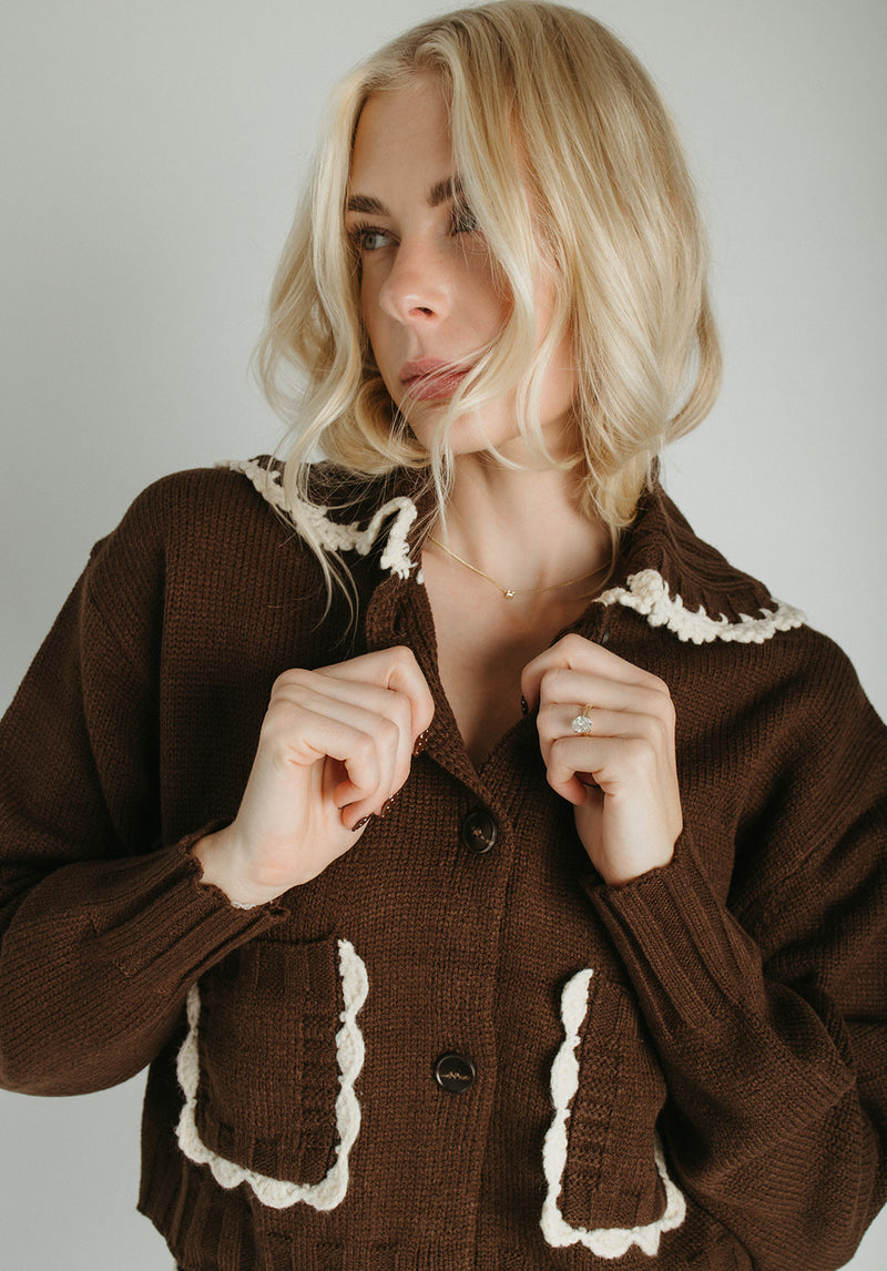 The Jones Collared Cardigan in Chestnut