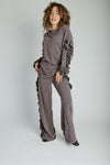 The Barger Ruffle Lounge Set in Deep Grey