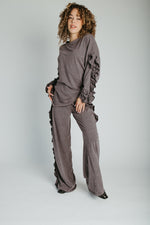 The Barger Ruffle Lounge Set in Deep Grey
