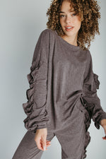 The Barger Ruffle Lounge Set in Deep Grey