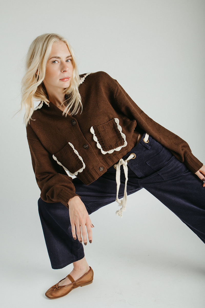 The Jones Collared Cardigan in Chestnut