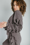 The Barger Ruffle Lounge Set in Deep Grey
