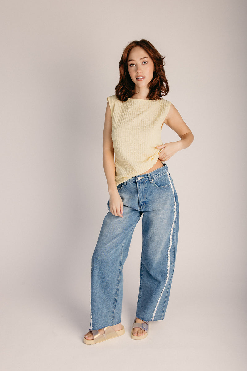 The Toone Lace Detail Barrel Jean in Denim – Piper & Scoot