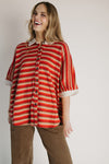 The Gurney Jacquard Blouse in Red Multi