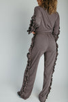 The Barger Ruffle Lounge Set in Deep Grey