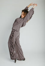 The Barger Ruffle Lounge Set in Deep Grey