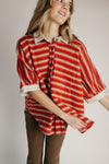 The Gurney Jacquard Blouse in Red Multi