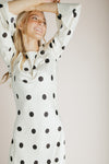 The Georgie Satin Dot Maxi Dress in Cream