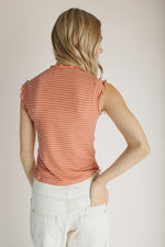 The Gianni Striped Ruffle Tank in Rust