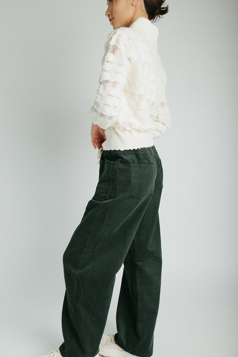 The Suzie Belted Corduroy Pant in Rifle Green