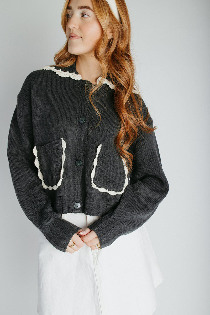 The Jones Collared Cardigan in Cottage Green