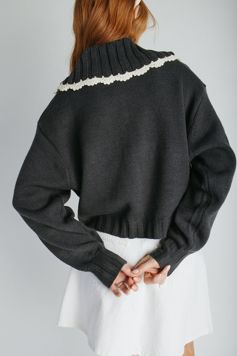 The Jones Collared Cardigan in Cottage Green