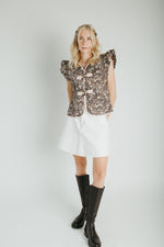 The Galvez Button-Up Vest in Black Floral