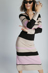 The Cabrera Striped V-Neck Sweater Dress in Multi