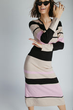 The Cabrera Striped V-Neck Sweater Dress in Multi