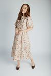 The Joanne Stitch Print Midi Dress in Natural Multi