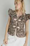 The Galvez Button-Up Vest in Black Floral