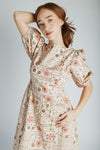 The Joanne Stitch Print Midi Dress in Natural Multi