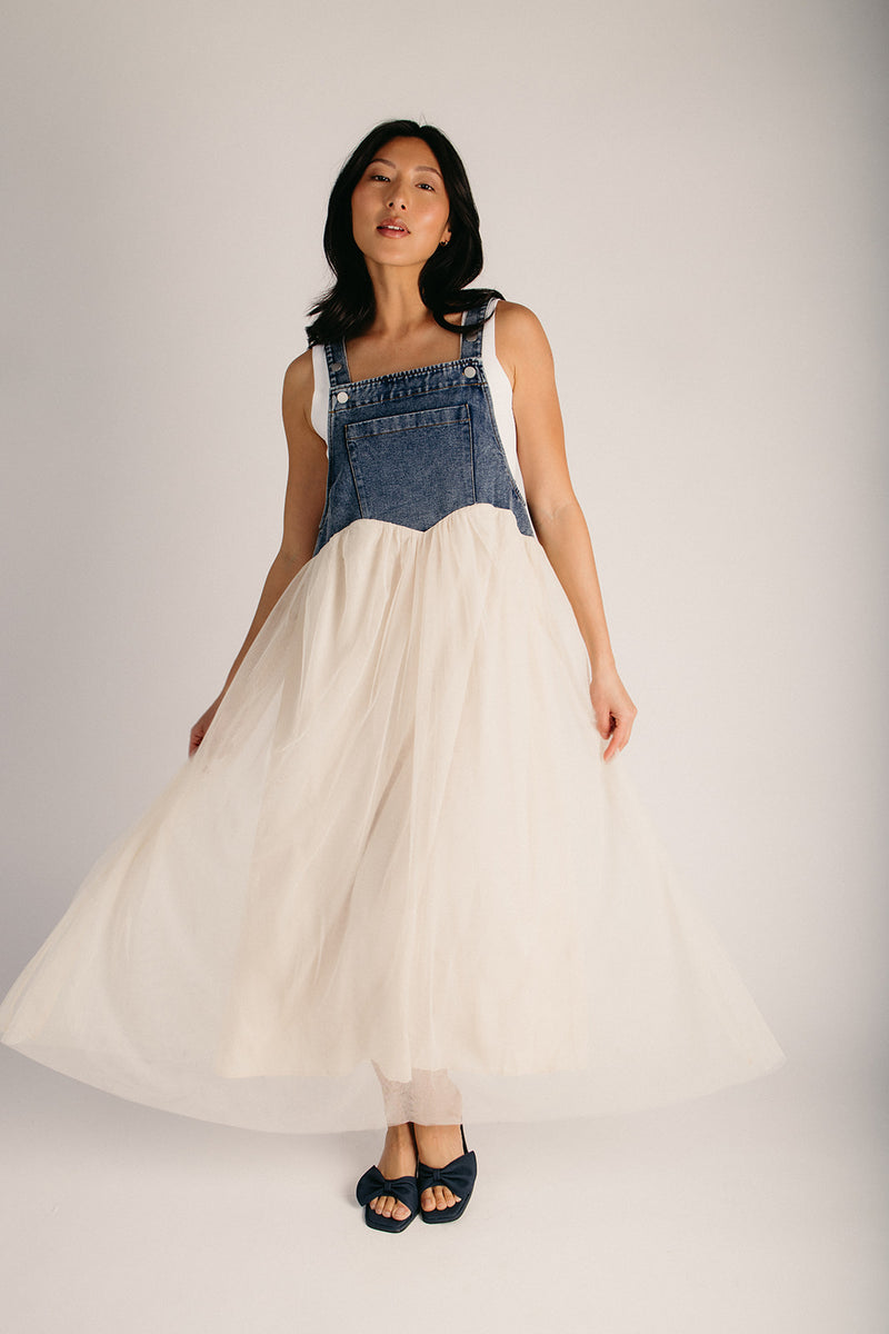The Hellen Denim Overall Dress in Denim + Cream – Piper & Scoot