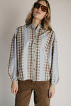 The Hartley Button-Up Blouse in Walnut Combo