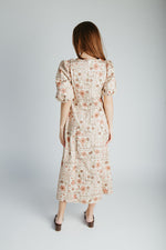 The Joanne Stitch Print Midi Dress in Natural Multi