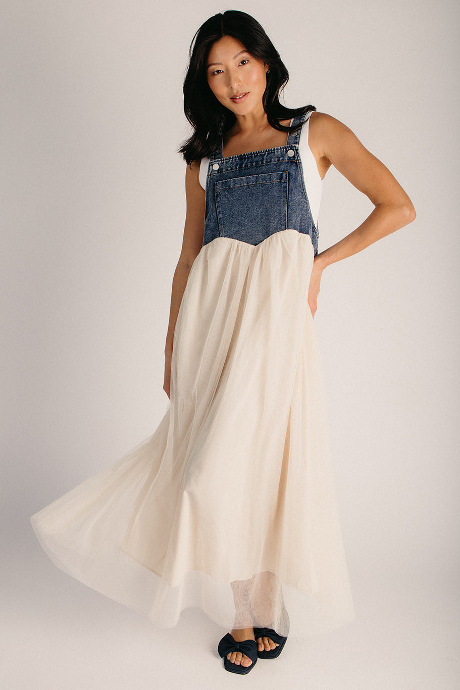 The Hellen Denim Overall Dress in Denim + Cream – Piper & Scoot