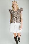 The Galvez Button-Up Vest in Black Floral