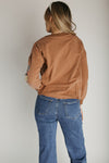 The Cannon Floral Embroidered Blouse in Washed Caramel