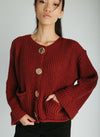 The Jeanette Button Front Cardigan in Burgundy