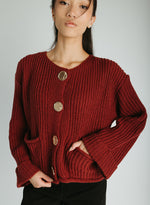 The Jeanette Button Front Cardigan in Burgundy