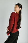 The Jeanette Button Front Cardigan in Burgundy
