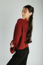 The Jeanette Button Front Cardigan in Burgundy